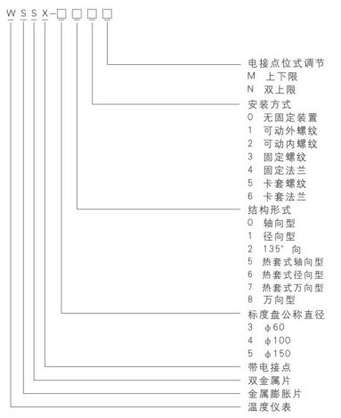 電接點(diǎn)雙金屬溫度計(jì)型號命名